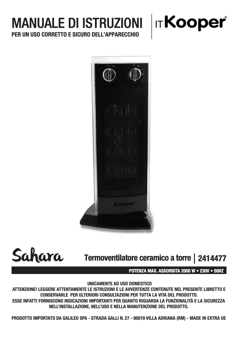 Page 1 de la notice Manuel utilisateur Kooper 2414477