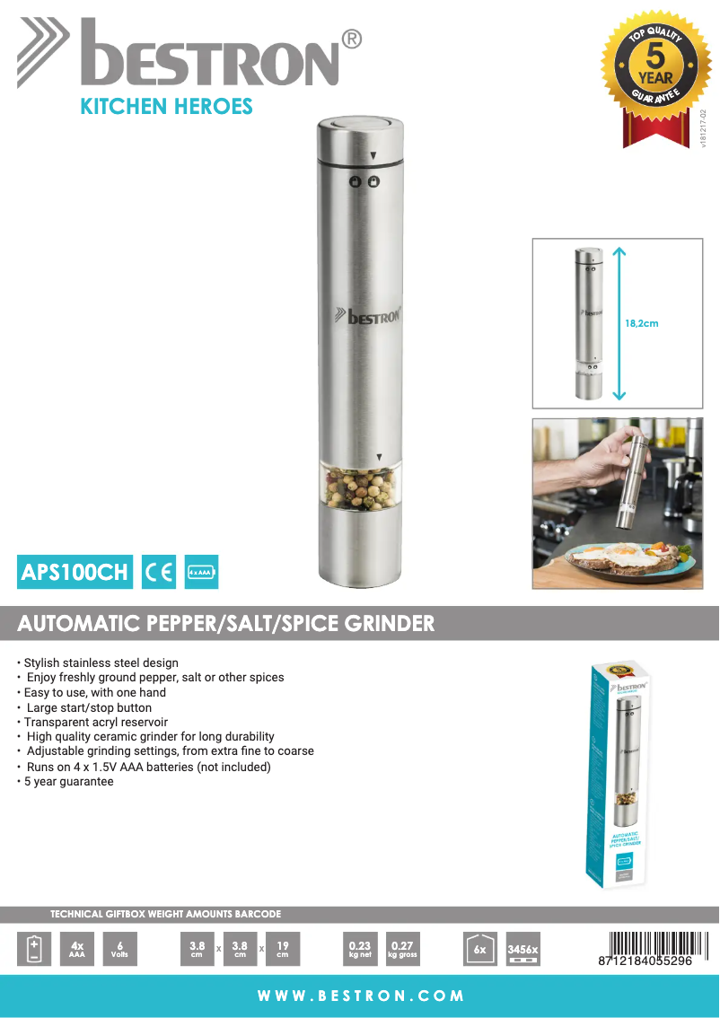 Page 1 de la notice Manuel utilisateur Bestron APS100CH