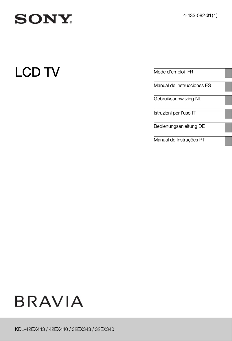 Page 1 de la notice Manuel utilisateur Sony KDL-42EX440