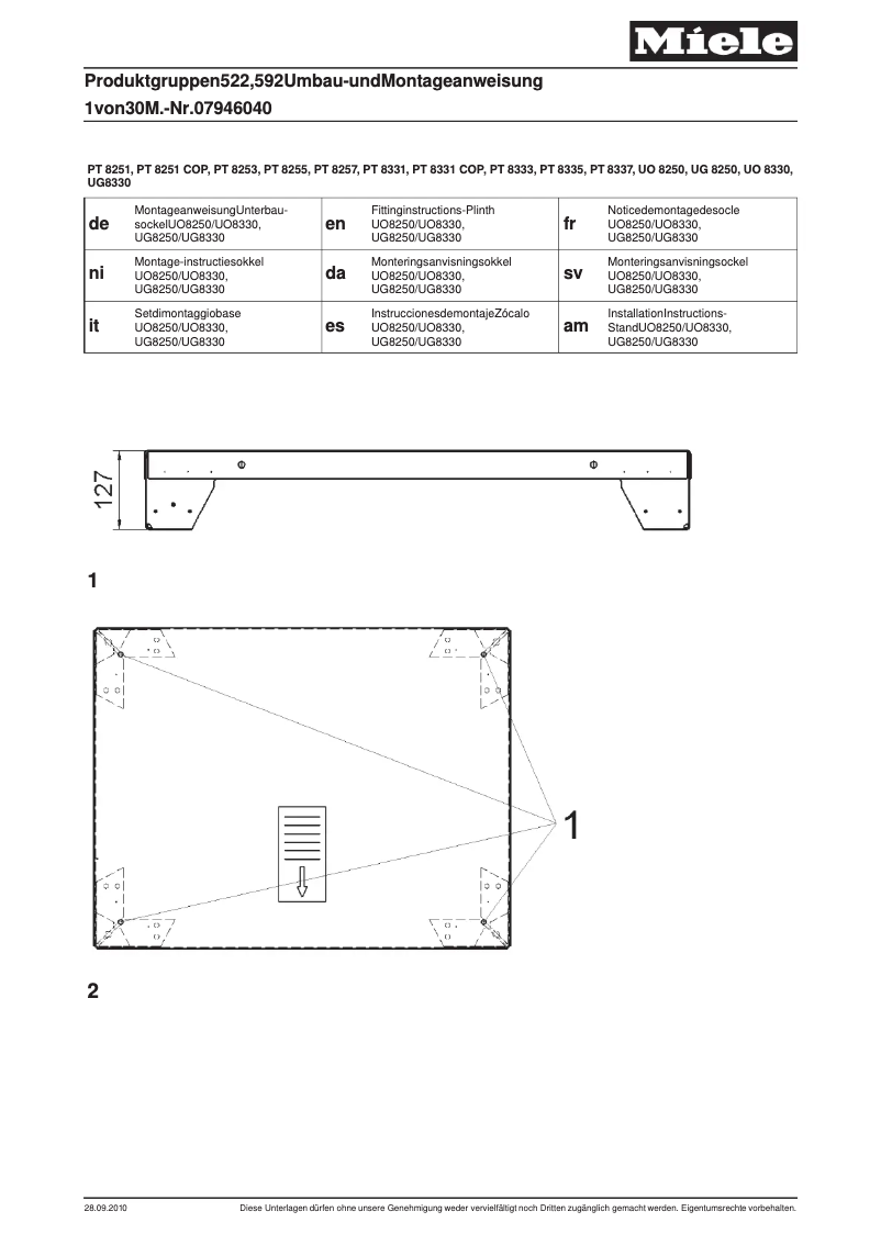 Page n°1 - Manuel utilisateur Miele UG 8330