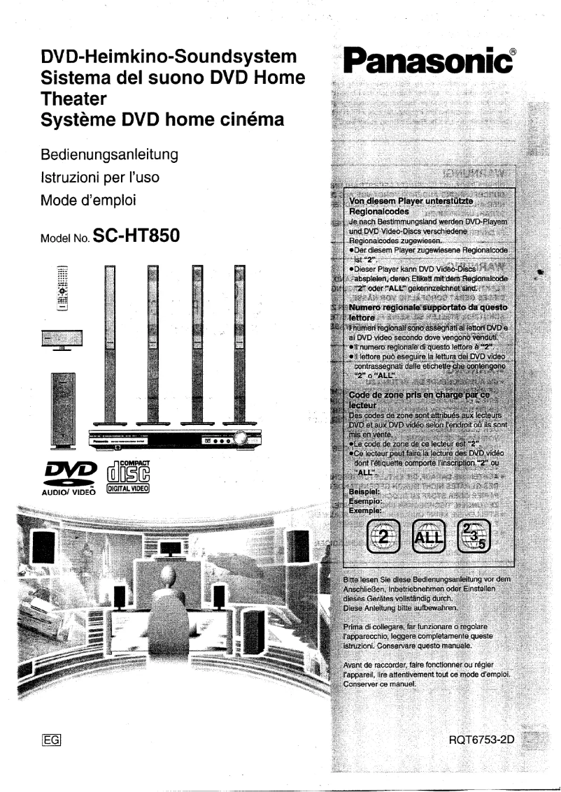 Page n°1 - Manuel utilisateur Panasonic SC-HT850