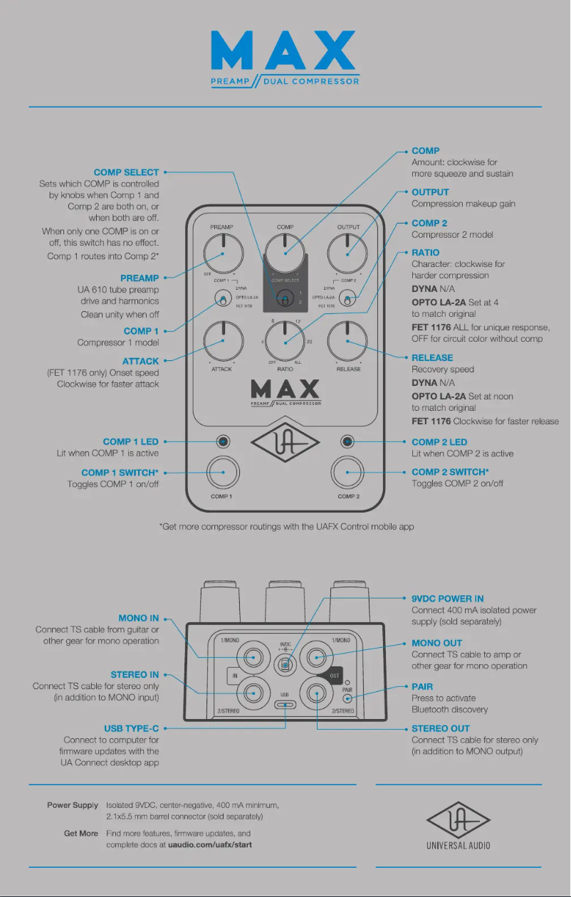 Page 1 de la notice Manuel utilisateur Universal Audio Max