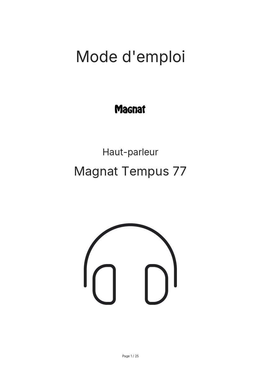 Page n°1 - Mode d'emploi Magnat Tempus 77