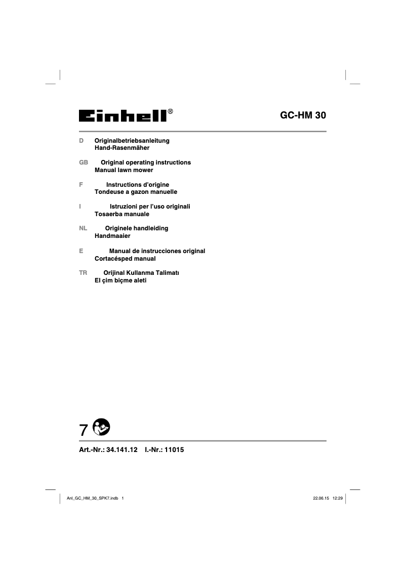 Page 1 de la notice Manuel utilisateur Einhell GC-HM 30