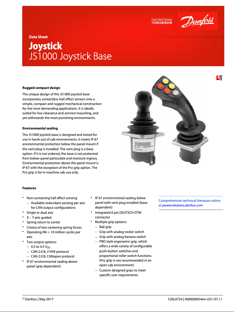 Page n°1 - Fiche technique Danfoss JS1000