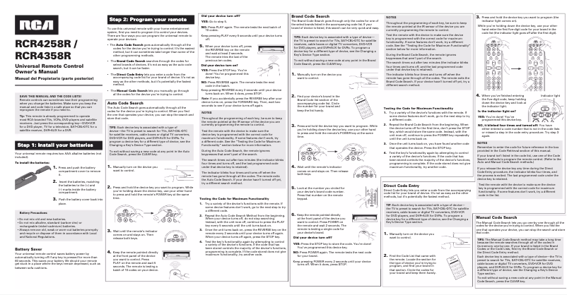 Page 1 de la notice Manuel utilisateur RCA RCR4358R