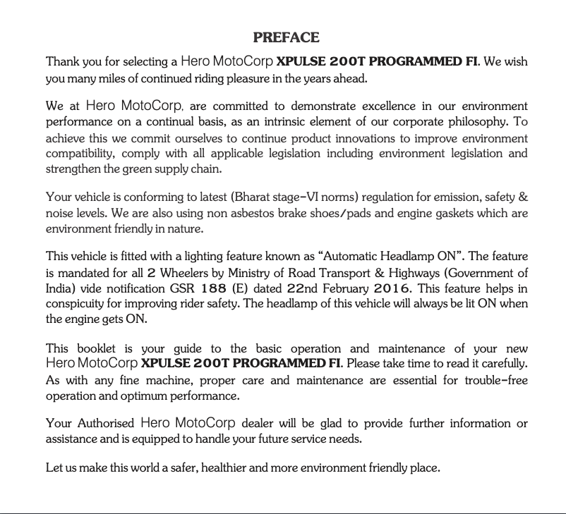 Image de la première page du manuel de l'appareil Xpulse 200T (2021)