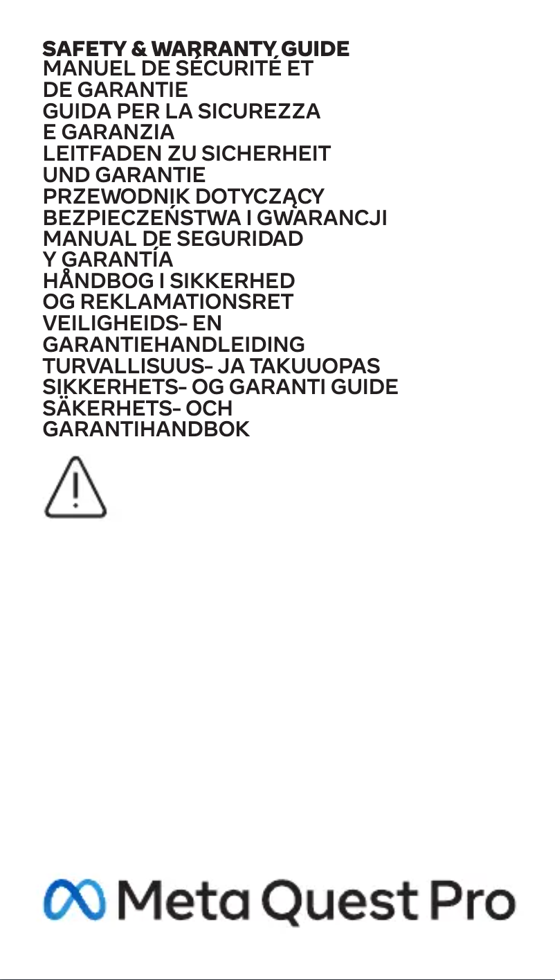 Page 1 de la notice Manuel utilisateur META Quest Pro