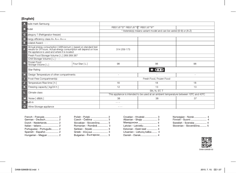 Image de la première page du manuel de l'appareil RB37J5349SL