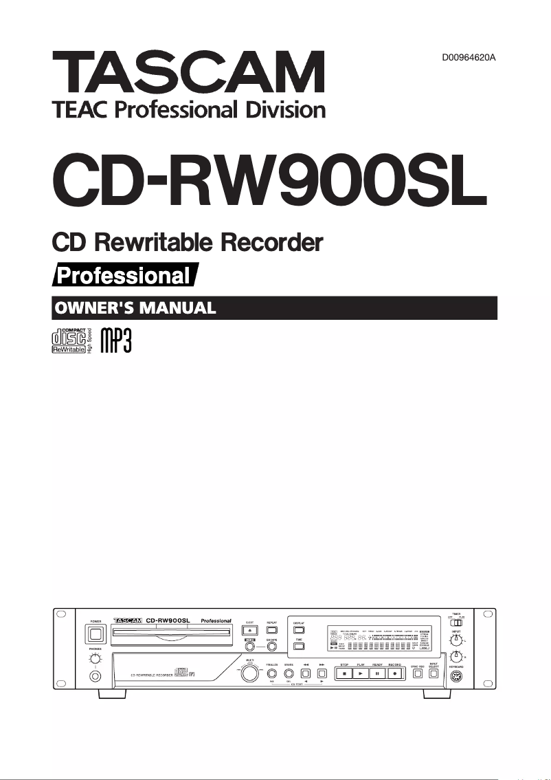 Image de la première page du manuel de l'appareil CD-RW900SL