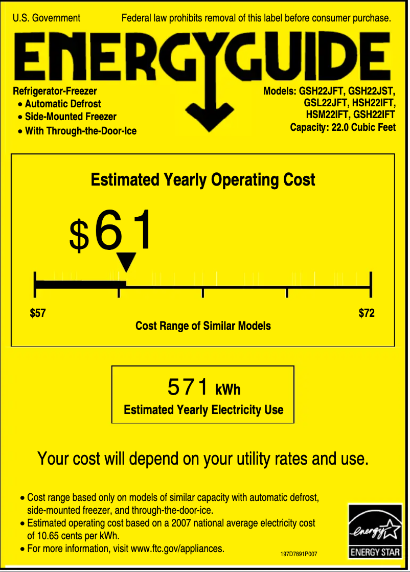 Page 1 de la notice Label énergétique Hotpoint HSH22IFTWW