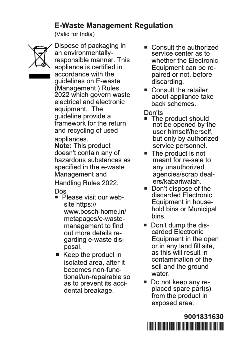 Page 1 de la notice Label énergétique Bosch PVS631HC1E