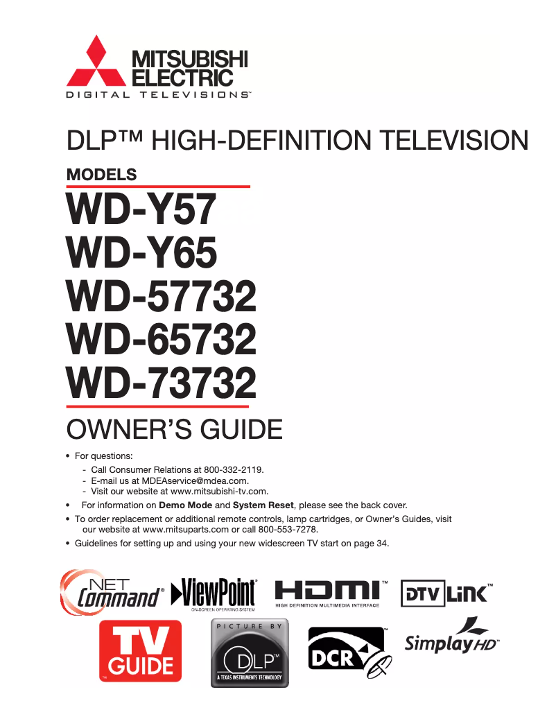 Page 1 de la notice Manuel utilisateur Mitsubishi WD-65732