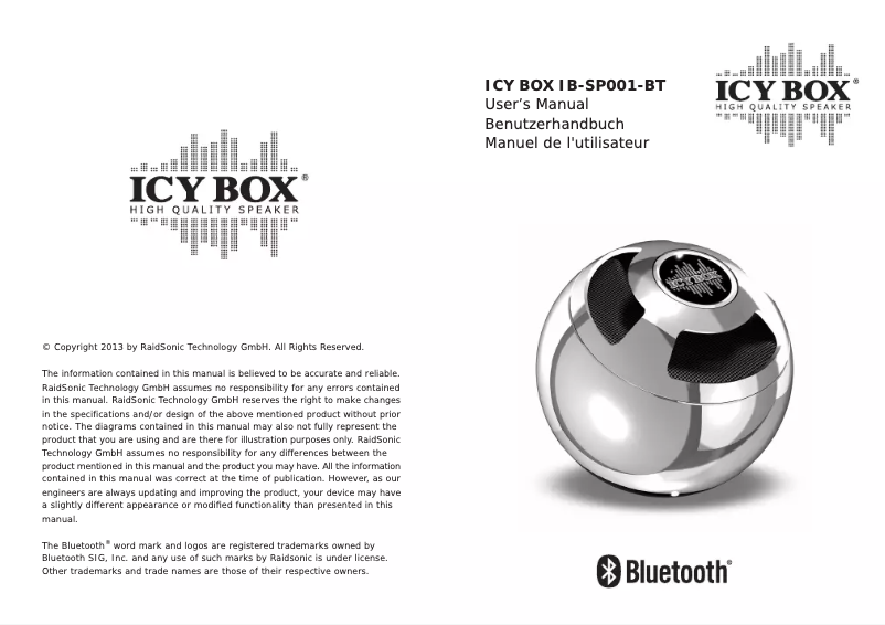 Página 1 del manual Manual de usuario Raidsonic IB-SP001-BT