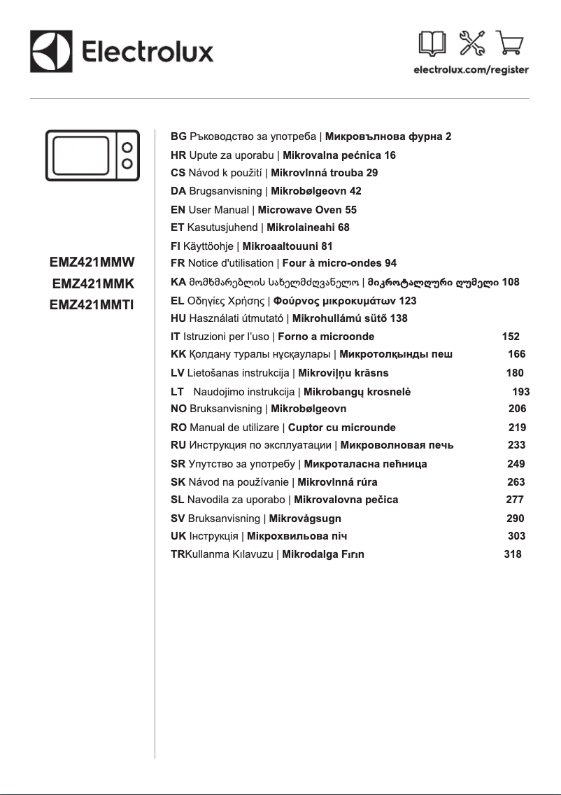 Page 1 de la notice Manuel utilisateur Electrolux EMZ421MMW