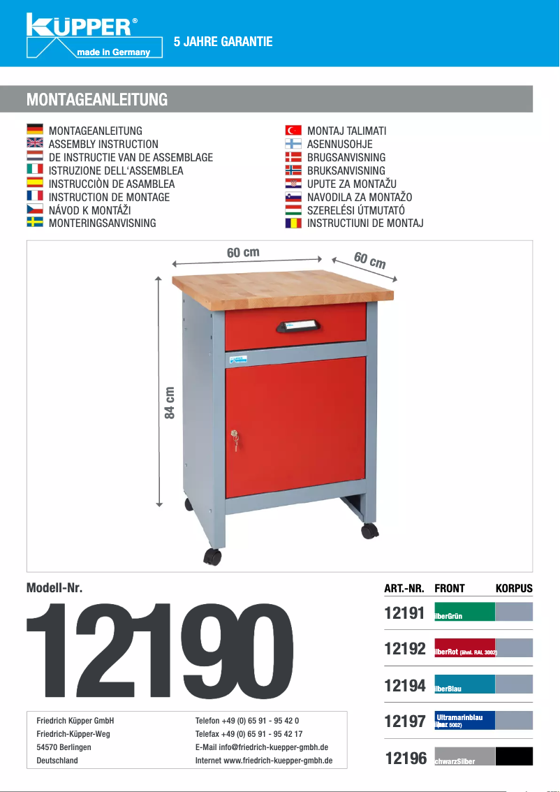 Page 1 de la notice Manuel utilisateur Küpper 12197