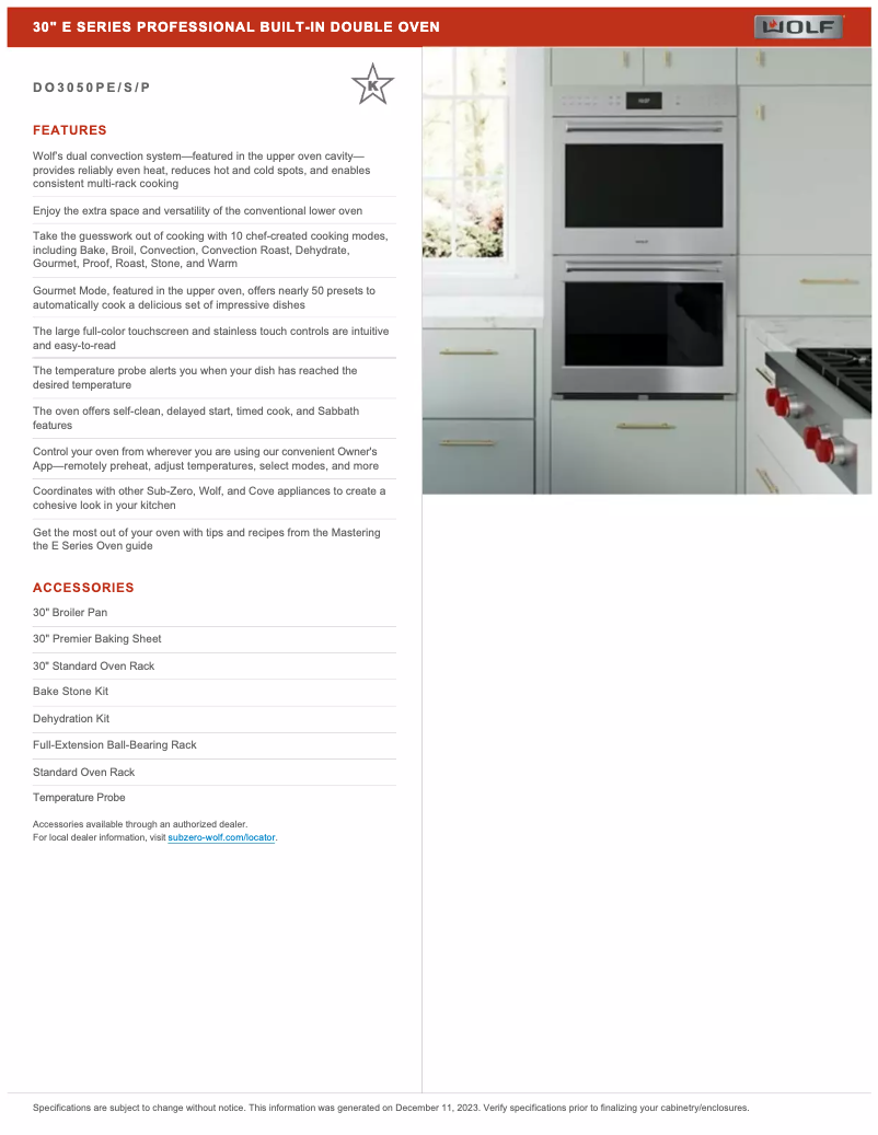 Page n°1 - Manuel utilisateur Wolf DO3050PP