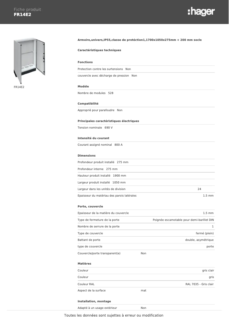 Image de la première page du manuel de l'appareil FR14E2