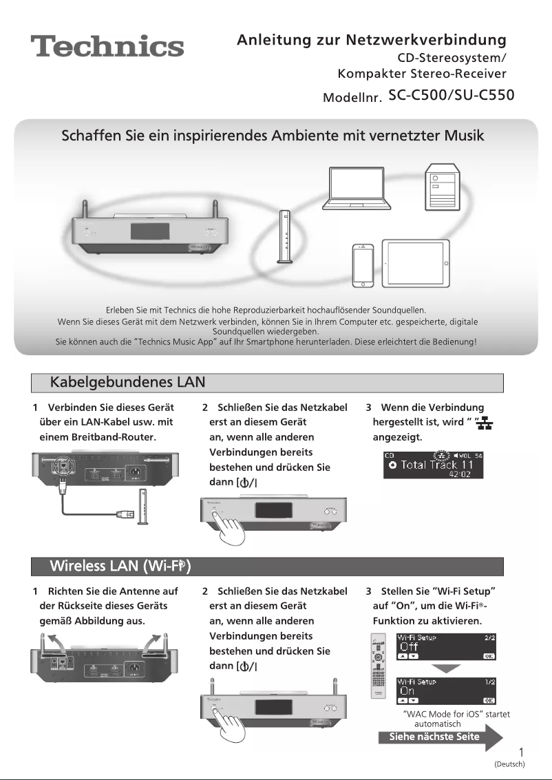 Page n°1 - Manuel utilisateur Technics SCC500EG