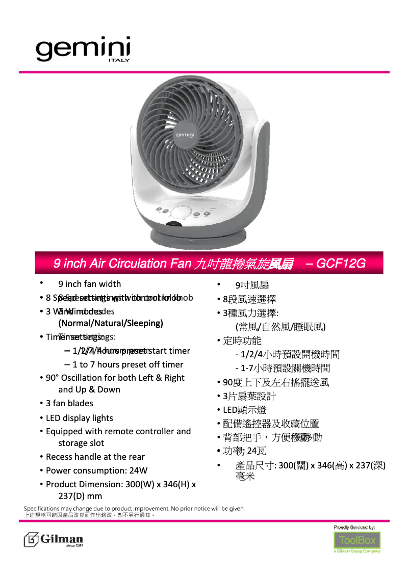 Image de la première page du manuel de l'appareil GCF12G