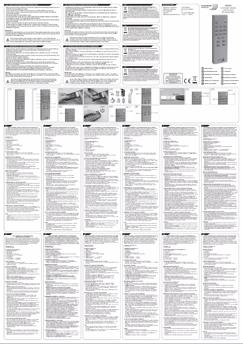 Image de la première page du manuel de l'appareil Home Easy HE845