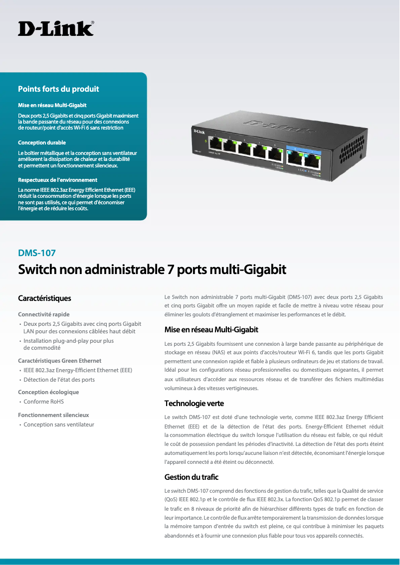 Page n°1 - Fiche technique D-Link DMS-107