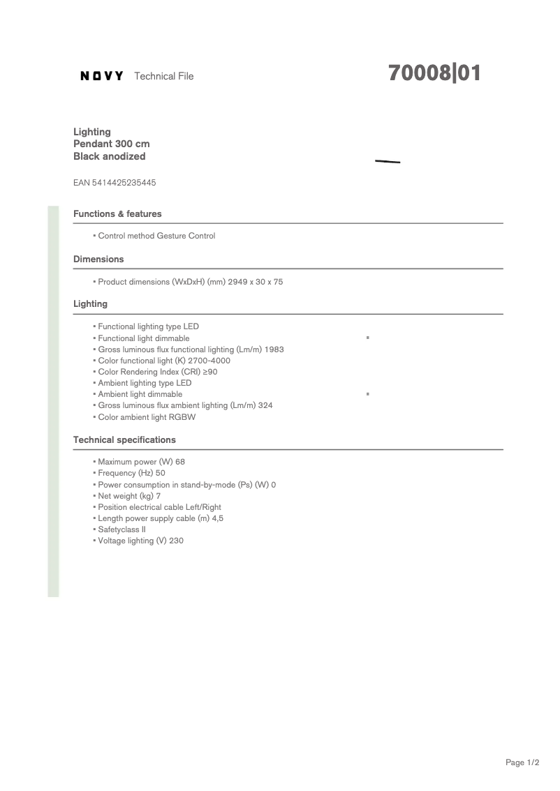 Image de la première page du manuel de l'appareil Pendant 70008