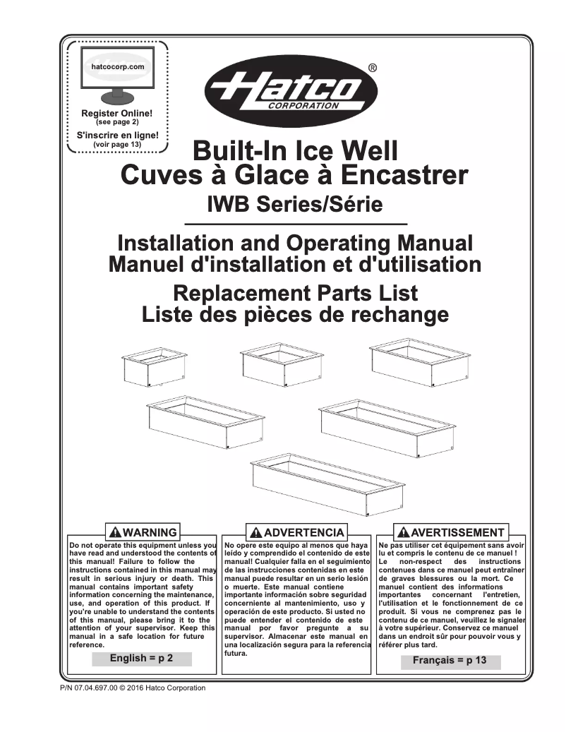 Page n°1 - Manuel utilisateur Hatco IWB-6