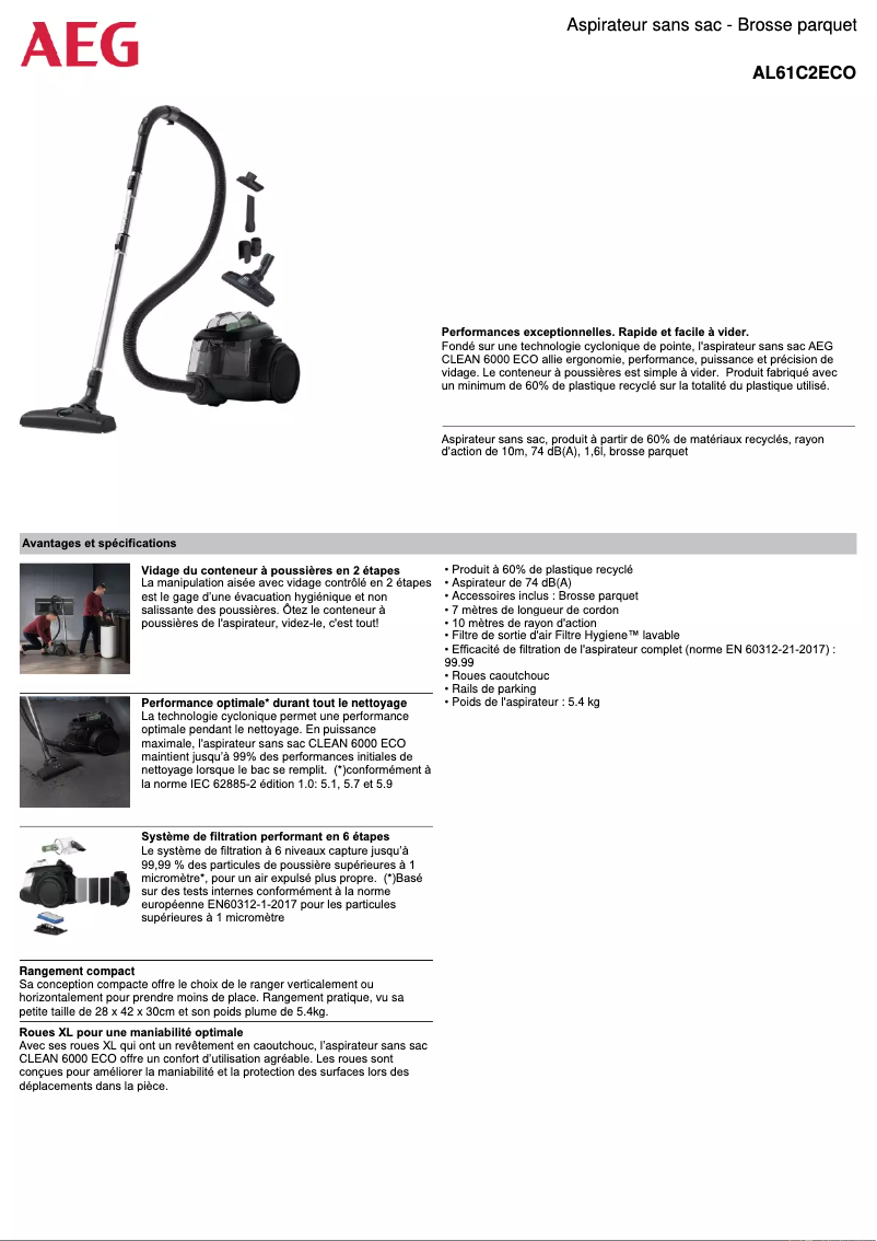 Page n°1 - Fiche technique AEG AL61C2ECO