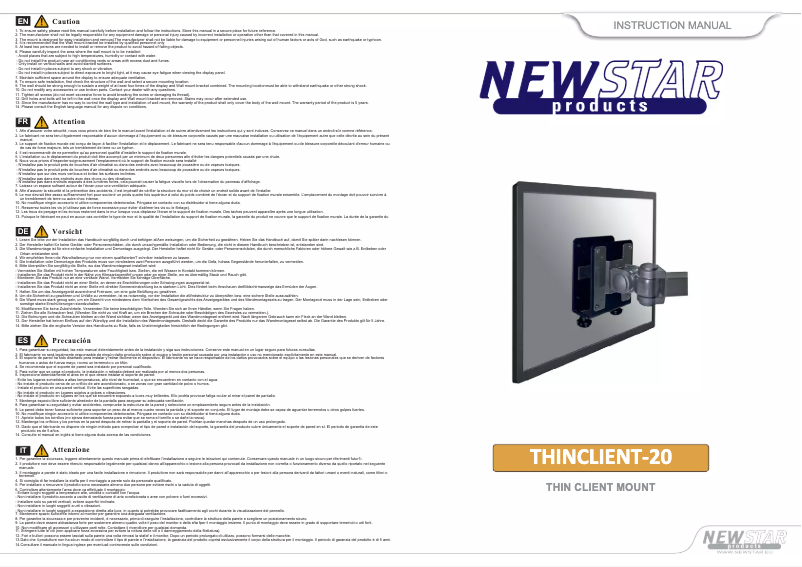 Page 1 de la notice Manuel utilisateur Newstar THINCLIENT-20