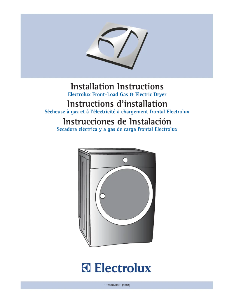 Page n°1 - Guide d'installation Electrolux EWMGD70JSS