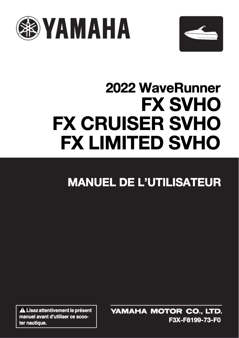Page n°1 - Manuel utilisateur Yamaha WaveRunner FX SVHO Cruiser (2022)