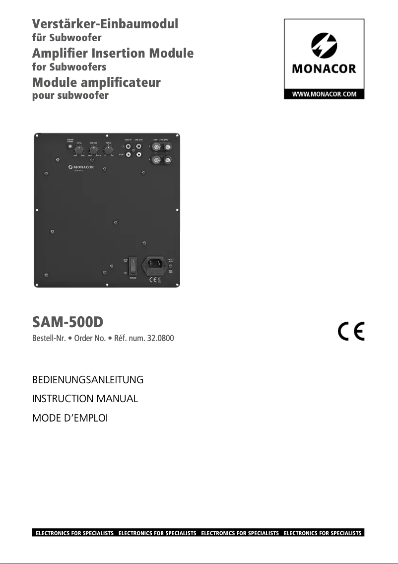 Page n°1 - Manuel utilisateur Monacor SAM-500D