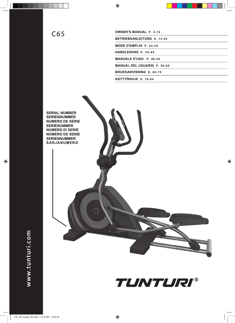 Page n°1 - Manuel utilisateur Tunturi C65