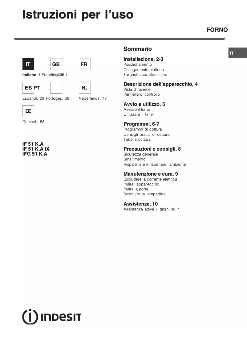 Image de la première page du manuel de l'appareil IF 51 KA