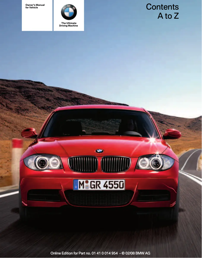 Page 1 de la notice Manuel utilisateur BMW 128i Convertible (2008)