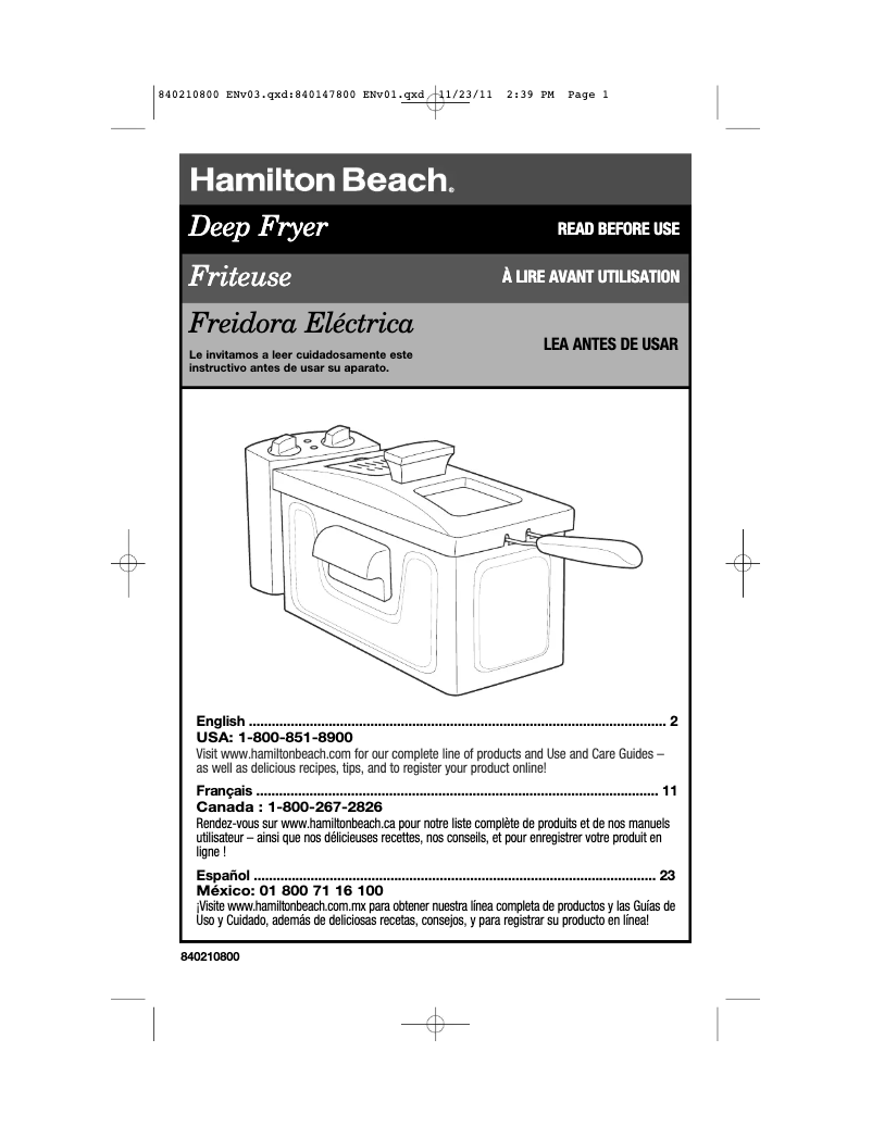Page n°1 - Manuel utilisateur Hamilton Beach 35200