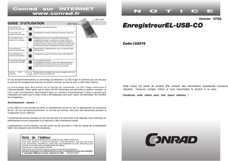 Image de la première page du manuel de l'appareil EL-USB-CO