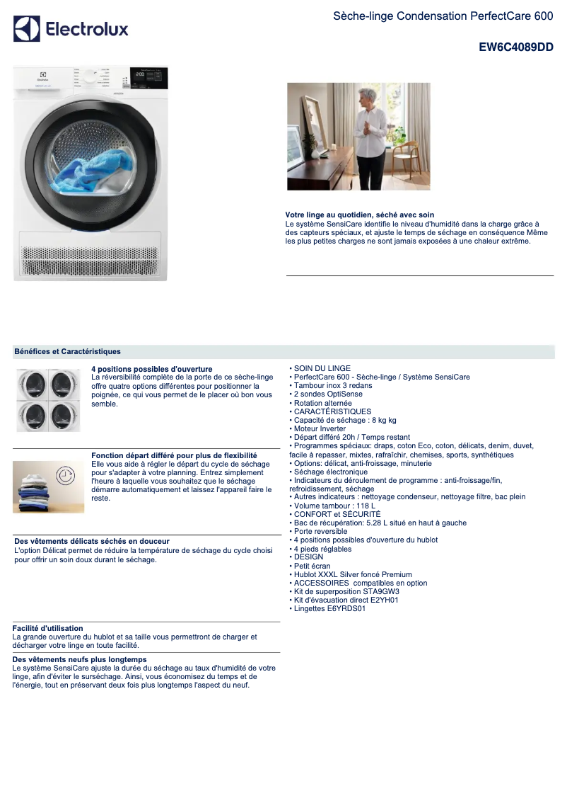 Page n°1 - Fiche technique Electrolux EW6C4089DD