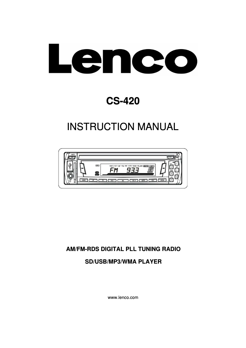 Page 1 de la notice Manuel utilisateur Lenco CS-420