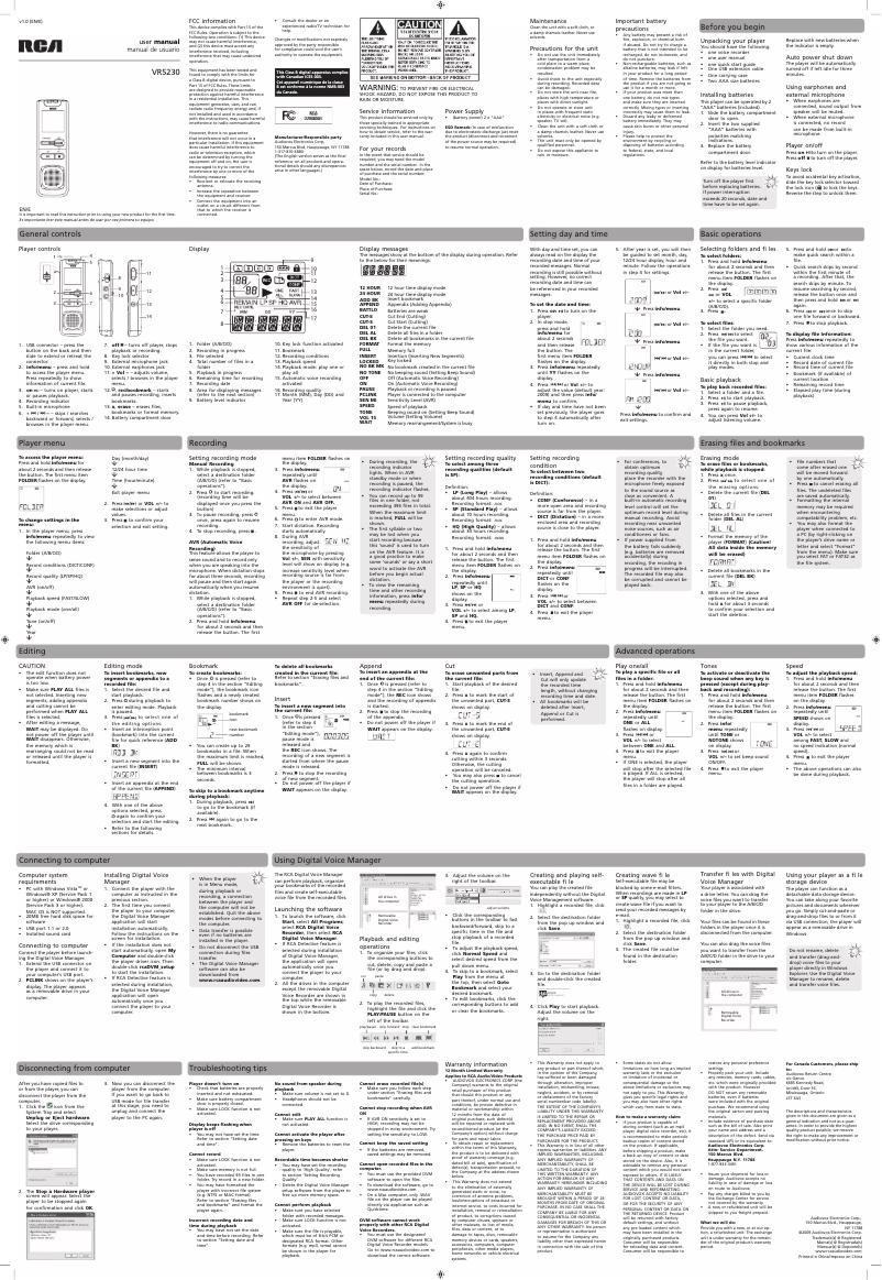Imagen de la primera página del manual del dispositivo VR5230