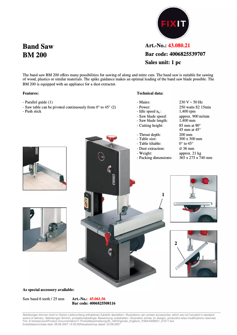 Page 1 de la notice Manuel utilisateur FIXIT BM 200