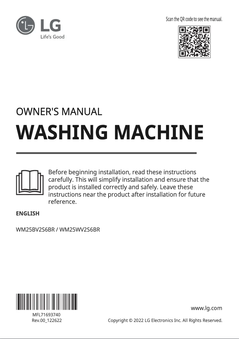 Page n°1 - Manuel utilisateur LG WM25BV2S6BR