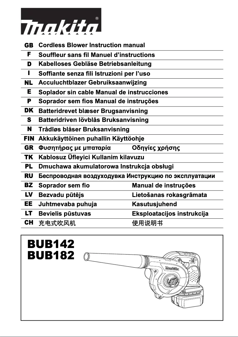 Image de la première page du manuel de l'appareil BUB182Z