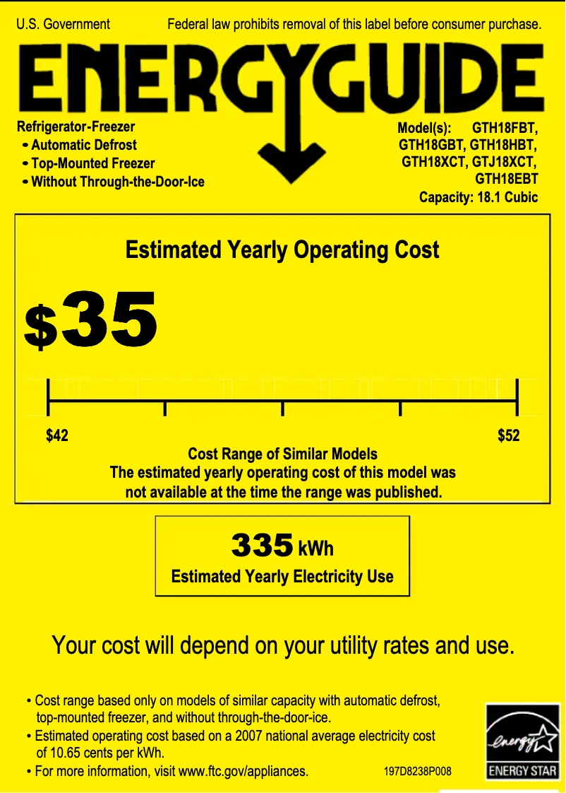 Image de la première page du manuel de l'appareil GTH18EBTWW