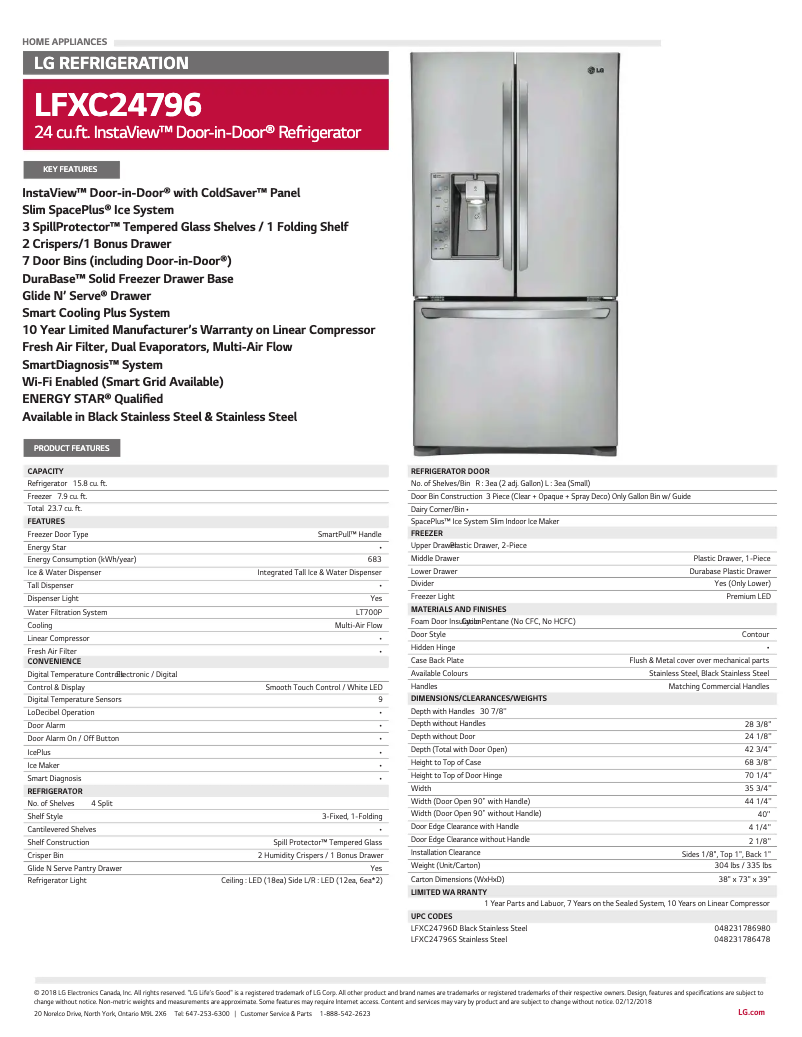 Página 1 del manual Ficha técnica LG LFXC24726S