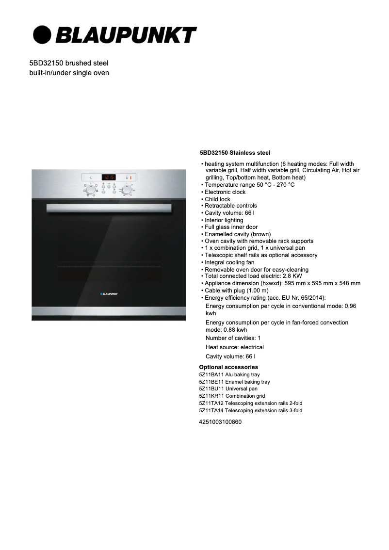Page n°1 - Fiche technique Blaupunkt 5BD32150