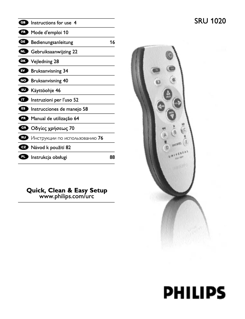 Image de la première page du manuel de l'appareil SRU1020