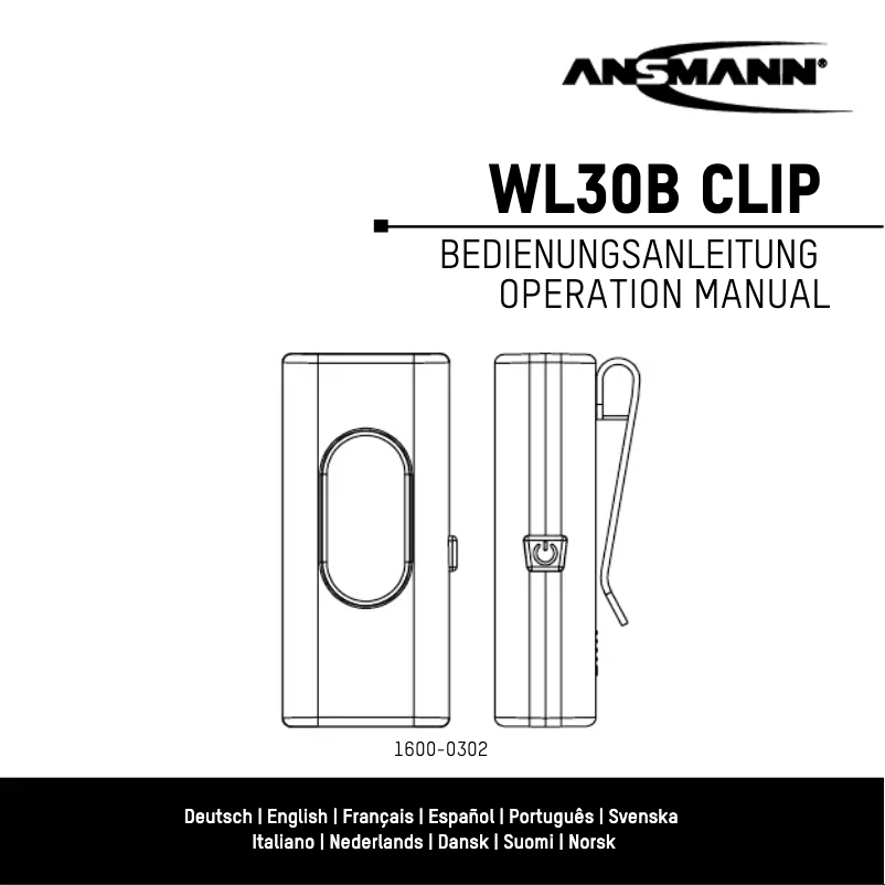 Page 1 de la notice Manuel utilisateur Ansmann WL30B CLIP