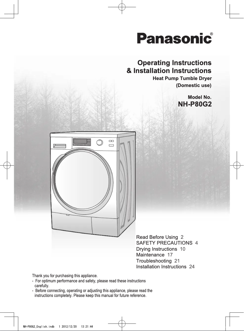 Image de la première page du manuel de l'appareil NH-P80G2